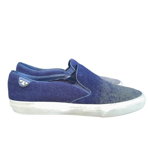 TORY BURCH Rudi Stardust Wool Ombre Blue Green Sneakers Size 9 - Picture 4 of 14